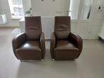 2 leren fauteuils, Huis en Inrichting, Fauteuils, Ophalen, Gebruikt, Minder dan 75 cm, Leer