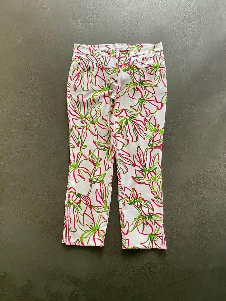 J237 Gerry Weber maat 36=S broek jeans groen/wit, Kleding | Dames, Broeken en Pantalons, Zo goed als nieuw, Maat 36 (S), Wit, Driekwart