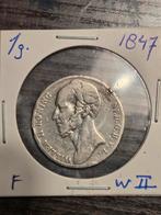 Zilveren Gulden 1847 - Koning Willem II, Postzegels en Munten, Munten | Nederland, 1 gulden, Zilver, Ophalen of Verzenden, Losse munt