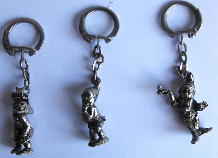Efteling 3 Metalen Kabouter Sleutelhangers Jaren 60, Verzamelen, Efteling, Zo goed als nieuw, Overige typen, Ophalen of Verzenden