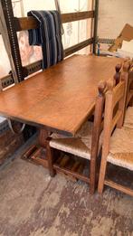 Antieke kloostertafel eiken met 7 stoelen - nochris 2.0, Huis en Inrichting, Tafels | Eettafels, Ophalen, Gebruikt, 100 tot 150 cm