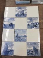 94 st Prachtige donkerblauwe antieke wandtegels zeilschepen, Antiek en Kunst, Ophalen