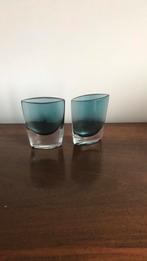 Twee design vaasje blauw grijs, Ophalen of Verzenden