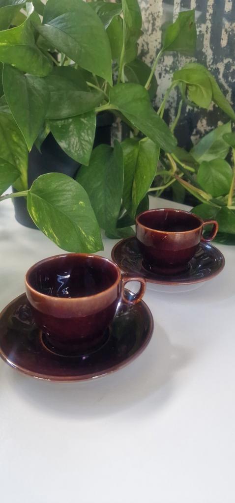 Set vintage kop en schotel, Huis en Inrichting, Keuken | Servies, Gebruikt, Kop(pen) en/of Schotel(s), Overige stijlen, Keramiek