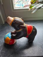 Vintage leren beertje met bal, Ophalen of Verzenden, Gebruikt