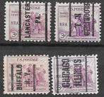 USA Precancels 4 verschillende 3c NRA zie scan, Ophalen of Verzenden, Gestempeld, Noord-Amerika