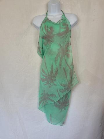 Leuke mintgroene strandjurk/sjaal met palmbomenmotief beschikbaar voor biedingen