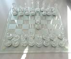 Glazen Schaakbord met complete schaakstukken!, Een of twee spelers, Ophalen of Verzenden, Zo goed als nieuw