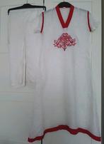 Maat XS of 170/175 Wit rood indiase Marokkaanse pak jurk, Overige typen, Wit, Ophalen of Verzenden, Zo goed als nieuw