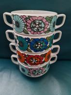 Vintage Soepkommen met Bloemen Design - Set van 4, Ophalen of Verzenden, Zo goed als nieuw, Kom(men), Overige stijlen
