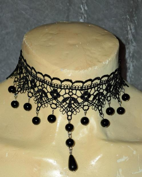 Mooie nieuwe zwarte Gothic ketting / choker, Sieraden, Tassen en Uiterlijk, Kettingen, Nieuw, Overige materialen, Zwart, Verstelbaar