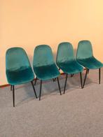 4 Fluwelen Stoelen kuipstoelen - Petrol - Zo Goed Als Nieuw!, Overige kleuren, Zo goed als nieuw, Vier, Ophalen