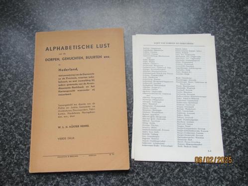 ALPHABETISCHE LIJST van DORPEN,GEHUCHTEN,BUURTEN IN NED-1944, Boeken, Geschiedenis | Stad en Regio, Gelezen, 20e eeuw of later