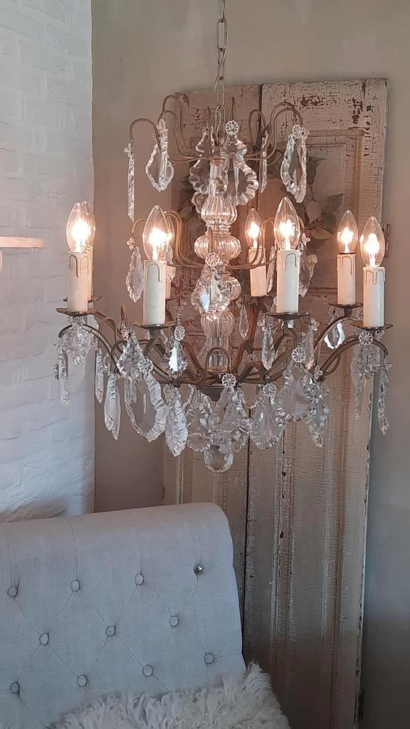 Franse kroonluchter 25 O (nuzzelspul), Huis en Inrichting, Lampen | Kroonluchters, Zo goed als nieuw, Ophalen