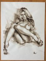 Aquarell DIN A3, Portrait Gemälde Original Signiert, sexy, Verzenden
