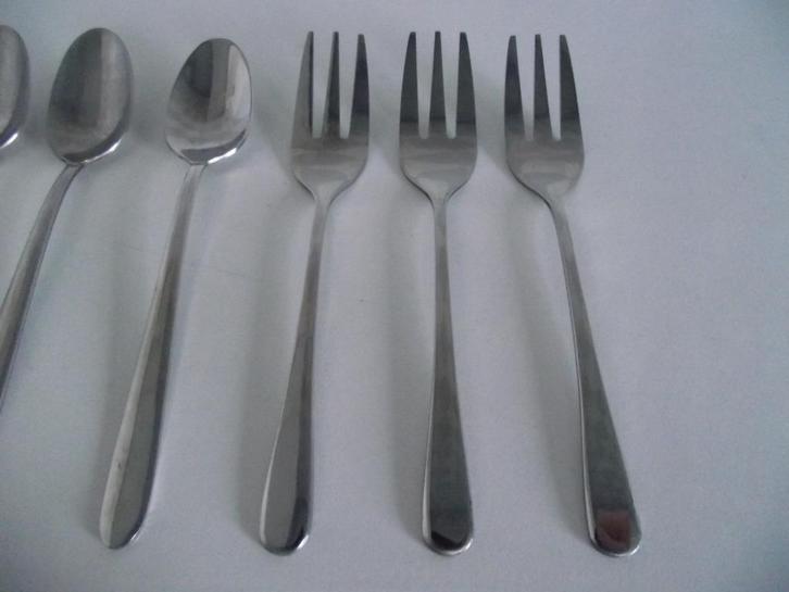 7 stuks Sola koffielepel taartvorkje 13 cm model? 1960 p st, Huis en Inrichting, Keuken | Bestek, Zo goed als nieuw, Los bestek