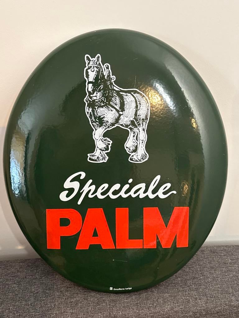 Emaille Palm Bier Reclamebord - Mancave /origineel ., Ophalen of Verzenden, Gebruikt, Reclamebord