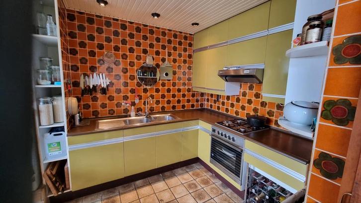 Vintage Keuken met Wasbak, Oven, Gasfornuis en Verlichting, Huis en Inrichting, Keuken | Complete keukens, Gebruikt, Hoekkeuken