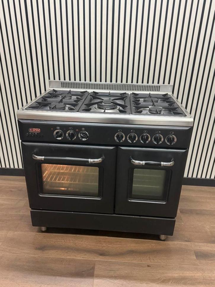 Luxe Fratelli Onofri Fornuis 5 pits met dubbele oven 90 cm, Witgoed en Apparatuur, Fornuizen, Gebruikt, Vrijstaand, Gas, 5 kookzones of meer