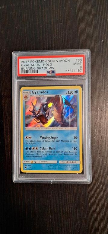 Psa 9 gyarados ( pokemon, burning shadows ) beschikbaar voor biedingen
