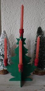 vintage Zweedse houten kerstboom kandelaar, Diversen, Kerst, Ophalen of Verzenden, Gebruikt