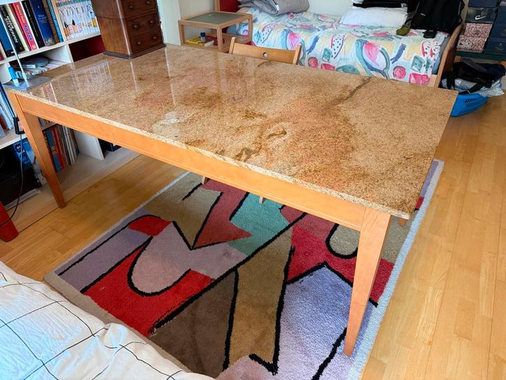 Design Tafel Graniet/Hout - Nieuwstaat!, Huis en Inrichting, Tafels | Eettafels, Nieuw, 50 tot 100 cm, 150 tot 200 cm, Vijf personen of meer