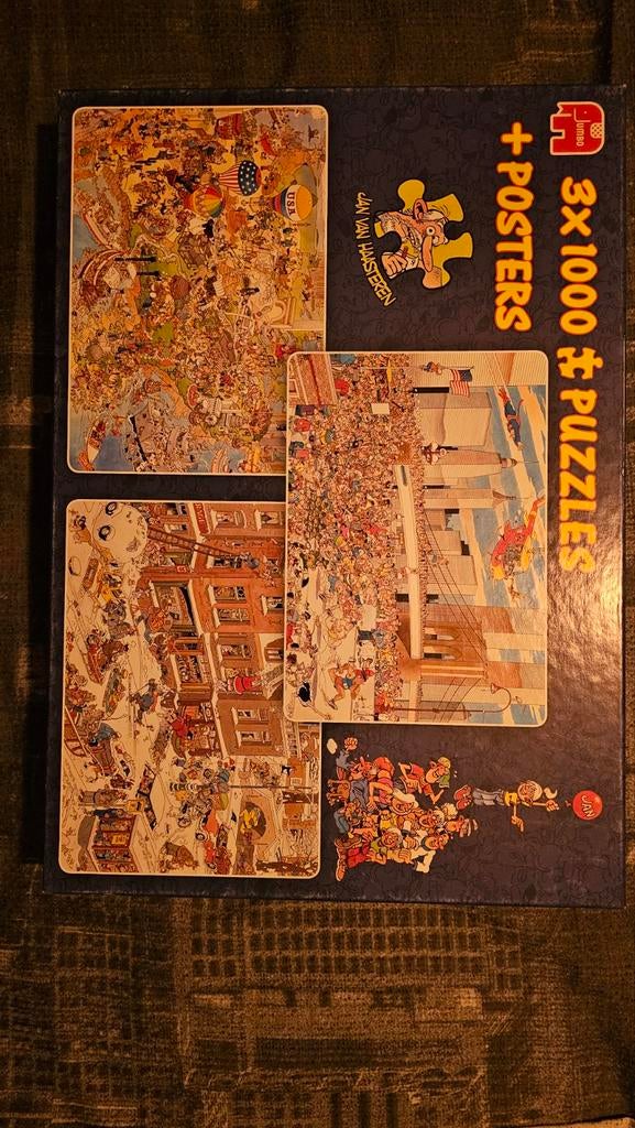 Jan van Haasteren 3x1000stukjes, Hobby en Vrije tijd, Denksport en Puzzels, Ophalen, 500 t/m 1500 stukjes, Zo goed als nieuw