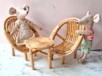 Vintage rotan rattan poppenhuis stoeltjes en tafel, Verzenden, Gebruikt, Gebruiksvoorwerp