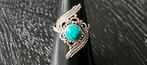 Zilveren ring met TURQUOISE steentje mt 16,5, Sieraden, Tassen en Uiterlijk, Ringen, Verzenden, Dame, Zilver, Zilver