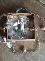 Oude tinselketting 130 cm met watten en engeltje, Diversen, Ophalen of Verzenden, Zo goed als nieuw