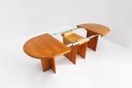 Vintage Deense grote ovalen uitschuifbare eettafel tafel, Ophalen, Gebruikt, 100 tot 150 cm, Vintage