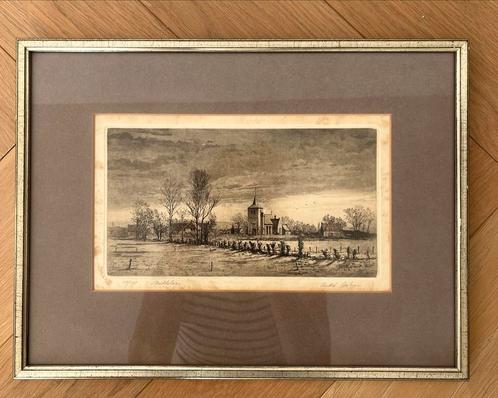 Ets Andre Balyon Middelaar, genummerd en ingelijst, Antiek en Kunst, Kunst | Etsen en Gravures, Ophalen