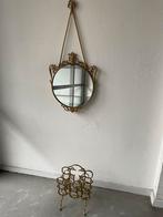 Spiegel vintage messing jaren, Antiek en Kunst, Ophalen, Ovaal, Minder dan 50 cm, Minder dan 100 cm
