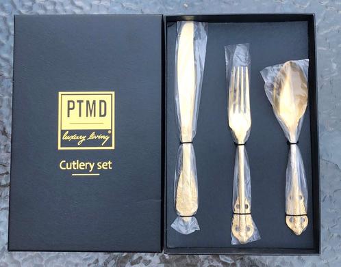 PTMD luxe bestekset nieuw in doos titanium goud, Huis en Inrichting, Keuken | Bestek, Nieuw, Bestekset, Overige materialen, Vaatwasserbestendig