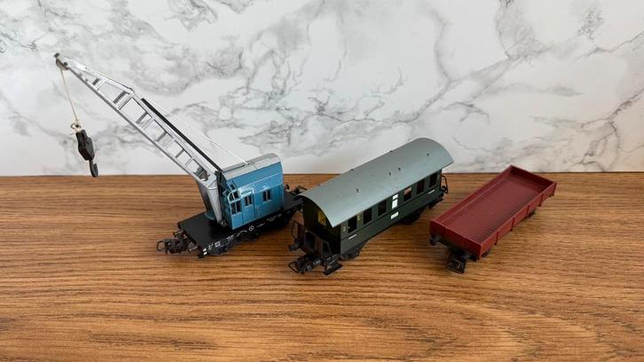 Märklin Marklin 3 Stuks Goederenwagon Hijskraan Rijtuig H0, Hobby en Vrije tijd, Modeltreinen | H0, Gebruikt, Wagon, Gelijkstroom of Wisselstroom