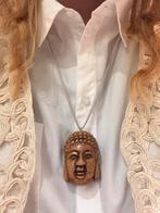 Ketting boeddha hoofd aan suede koord, Ophalen of Verzenden, Nieuw, Bruin, Overige materialen