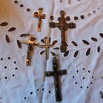 Religieus kruis hanger Inri zilver antiek brons lourdes, Antiek en Kunst, Ophalen of Verzenden