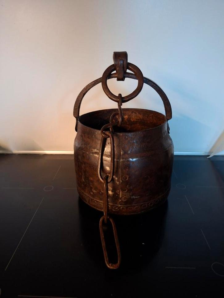 Oude ijzeren lijmpot ketel pot, Antiek en Kunst, Antiek | Koper en Brons, Ophalen of Verzenden