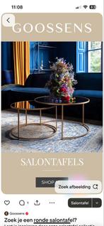 Moderne ronde salontafels met glazen blad van Goossens, Huis en Inrichting, Tafels | Salontafels, Gebruikt, Rond, Glas, Minder dan 50 cm