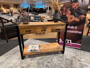 Sidetable mangohout/Staal 120cm 3-Lades Direct/Leverbaar beschikbaar voor biedingen