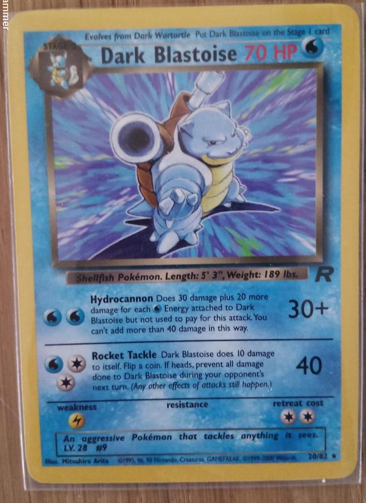 Dark Blastiose Pokemonkaart (1e generatie), Hobby en Vrije tijd, Verzamelkaartspellen | Pokémon, Zo goed als nieuw, Losse kaart