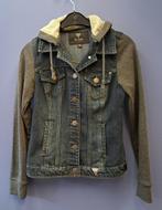 Guess denim jacket jas + grijze hoodie/mouwen mt XS nr 42598, Gedragen, Maat 34 (XS) of kleiner, Blauw, Ophalen of Verzenden