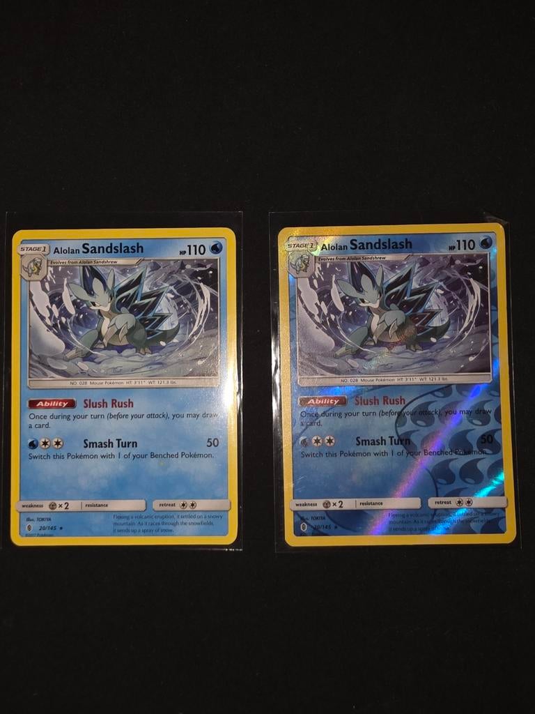 Alolan sandslash 20/145 non en reverse holo Guardians Rising, Ophalen of Verzenden, Zo goed als nieuw, Meerdere kaarten