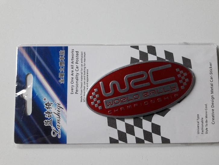 3D aluminium embleem Sticker WRC World Rally rood, Auto diversen, Autostickers, Ophalen of Verzenden