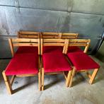Set van 6 grenen stoelen jaren 70 vintage met cordury, Huis en Inrichting, Stoelen, Vijf, Zes of meer stoelen, Gebruikt, Ophalen of Verzenden