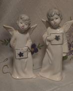 1224 2 mooie Engeltjes wit porselein, Ophalen of Verzenden, Zo goed als nieuw, Beeld(je), Christendom | Katholiek