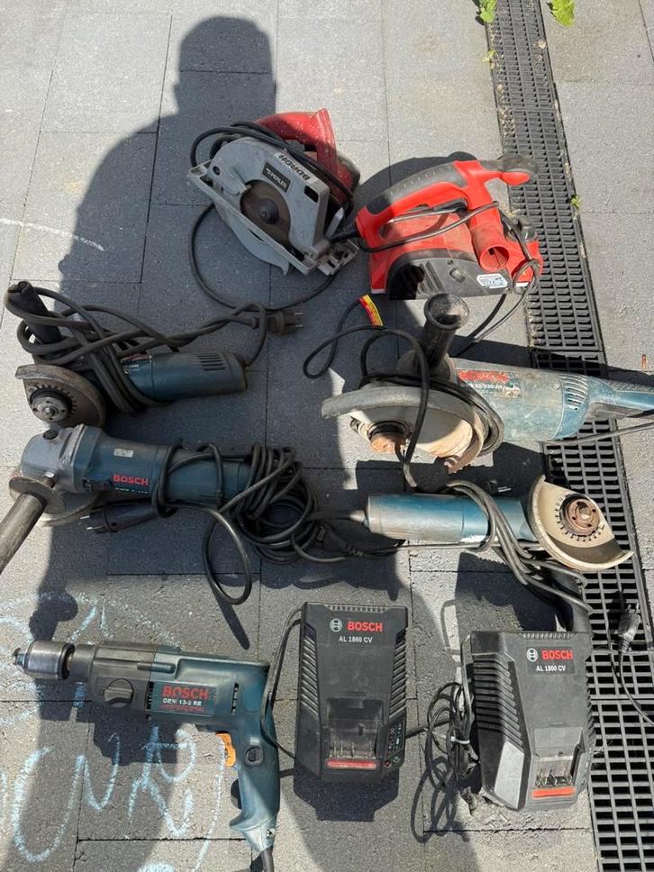 Diverse elektrische gereedschappen, flexen, boor, etc, Doe-het-zelf en Verbouw, Gereedschap | Slijpmachines, Gebruikt, Haakse handslijpmachine