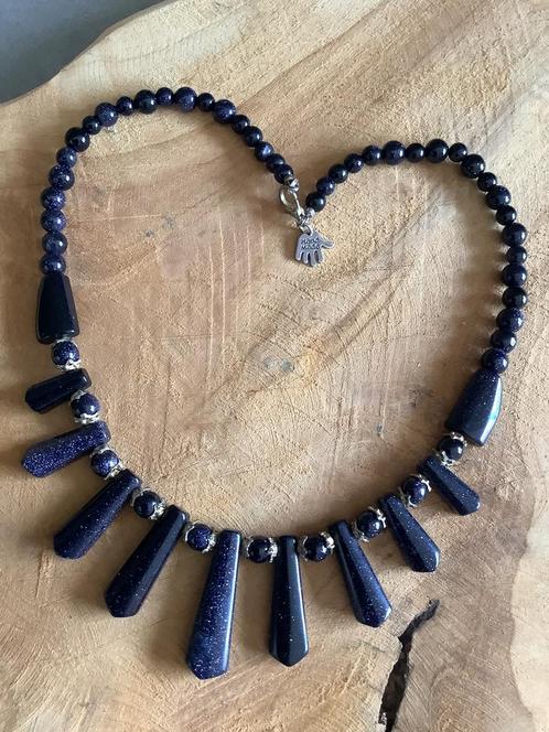 Nieuw! Edelsteen: donkerblauwe goudsteen., Sieraden, Tassen en Uiterlijk, Kettingen, Nieuw, Steen of Mineraal, Blauw, Met edelsteen
