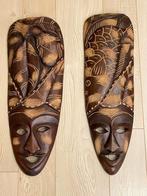 2 Houten maskers uit Dominicaanse Republiek, Antiek en Kunst, Kunst | Beelden en Houtsnijwerken, Ophalen