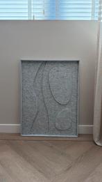 Groot abstract akoestisch vilt schilderij 60x90cm grijs, Ophalen of Verzenden